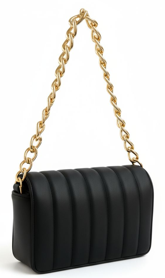 Black Quilted Gold Chain Shoulder & Crossbody Bag