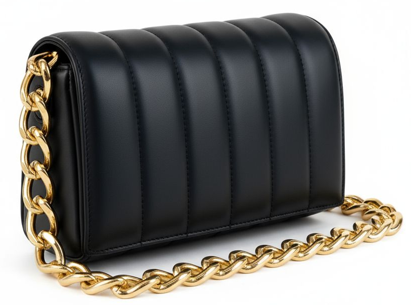 Black Quilted Gold Chain Shoulder & Crossbody Bag