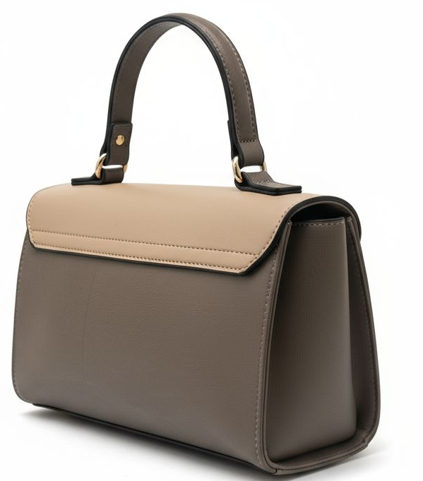 Quilted Top Handle Handbag – Taupe & Beige