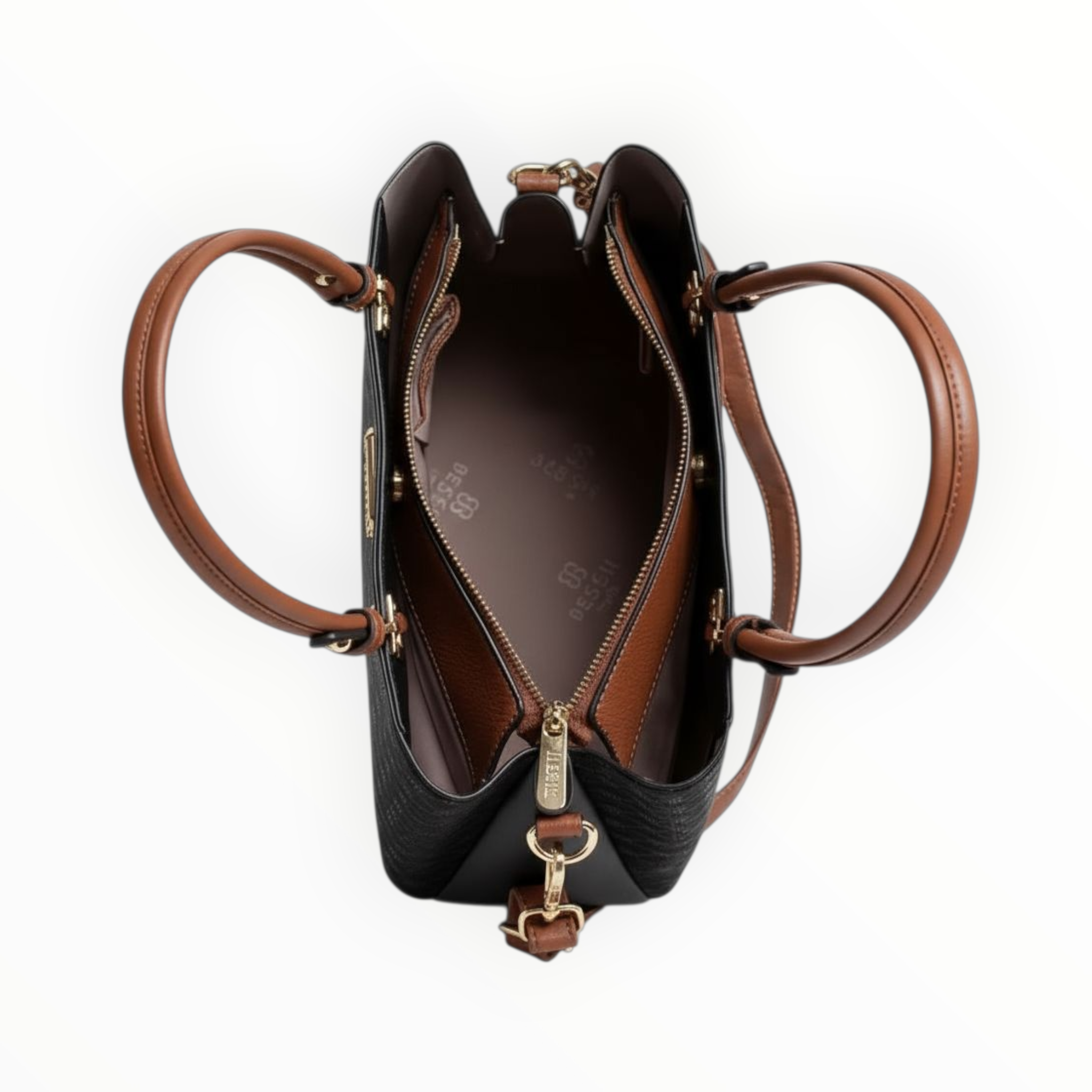 Bessie Logo Print Two-Tone Tote – Black