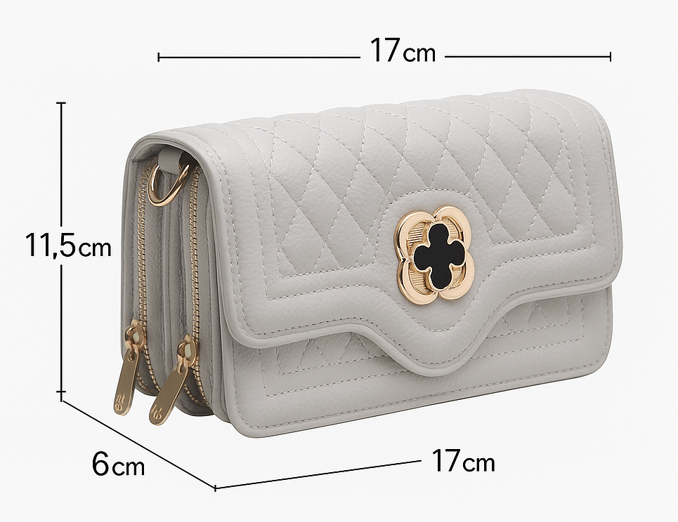 Bessie Quilted Flap Over Cross Body Bag – Grey