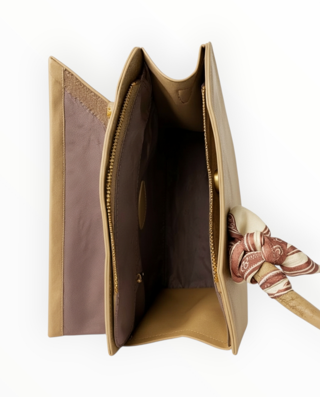 Bessie London Taupe Tote Bag with Silk Scarf – Chic Everyday Carry