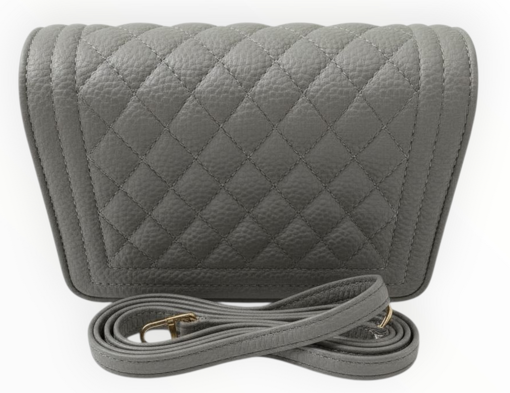 Bessie Quilted Flap Over Cross Body Bag – Grey