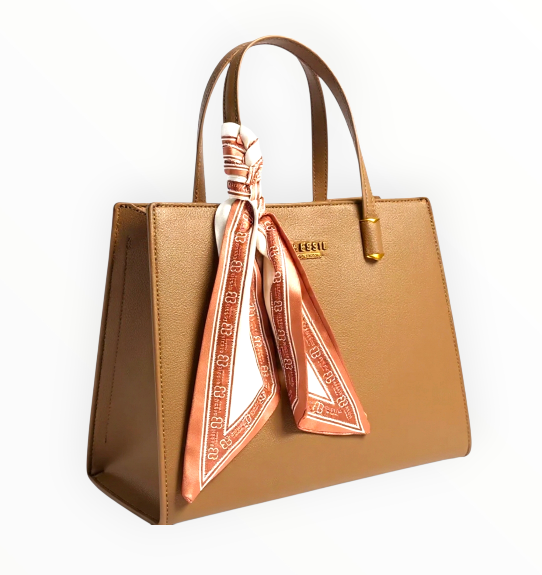 Bessie London Taupe Tote Bag with Silk Scarf – Chic Everyday Carry