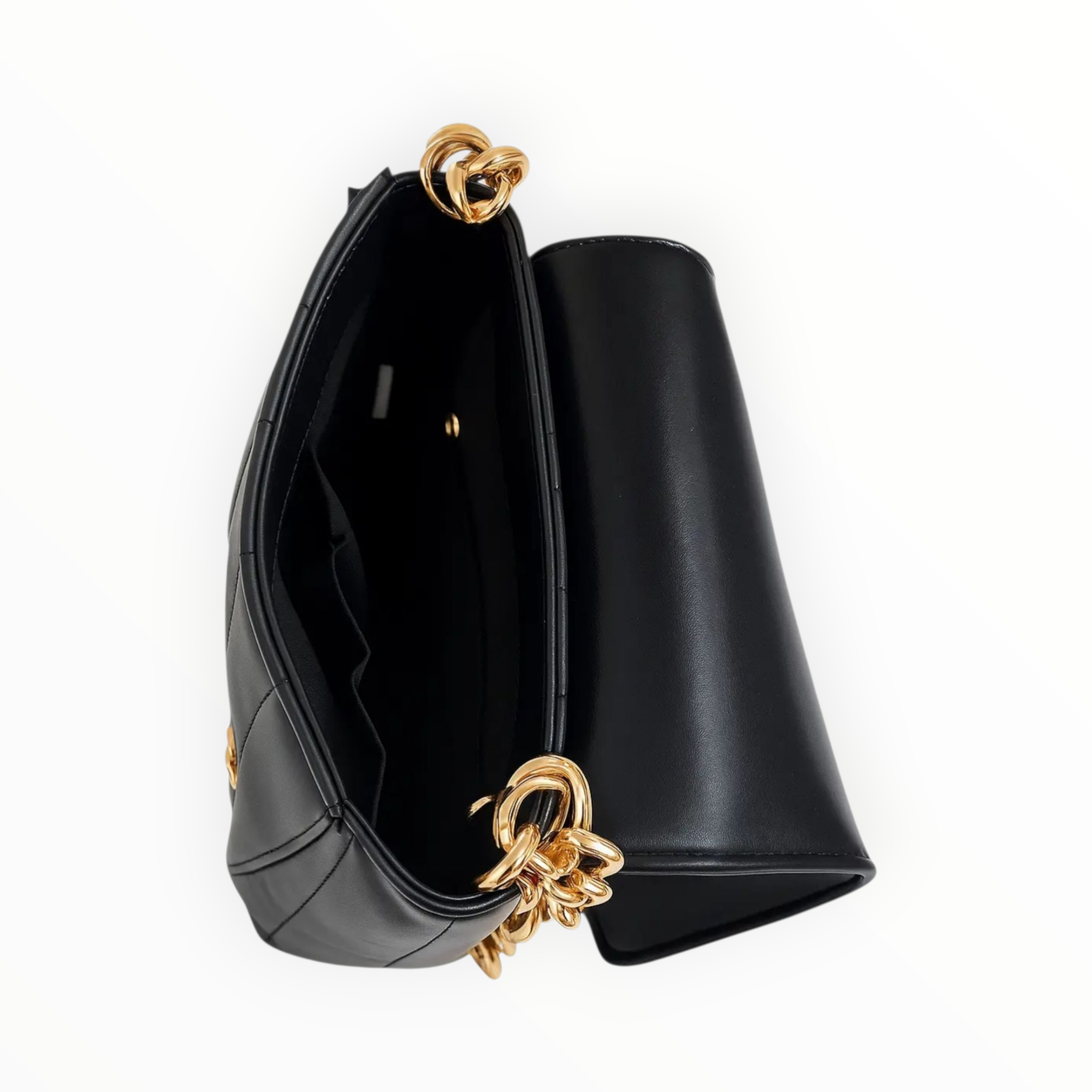 Black Quilted Gold Chain Shoulder & Crossbody Bag