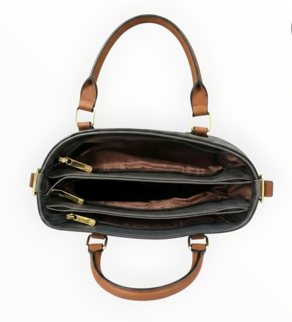 Bessie London Check Tote with Keyring – Grey