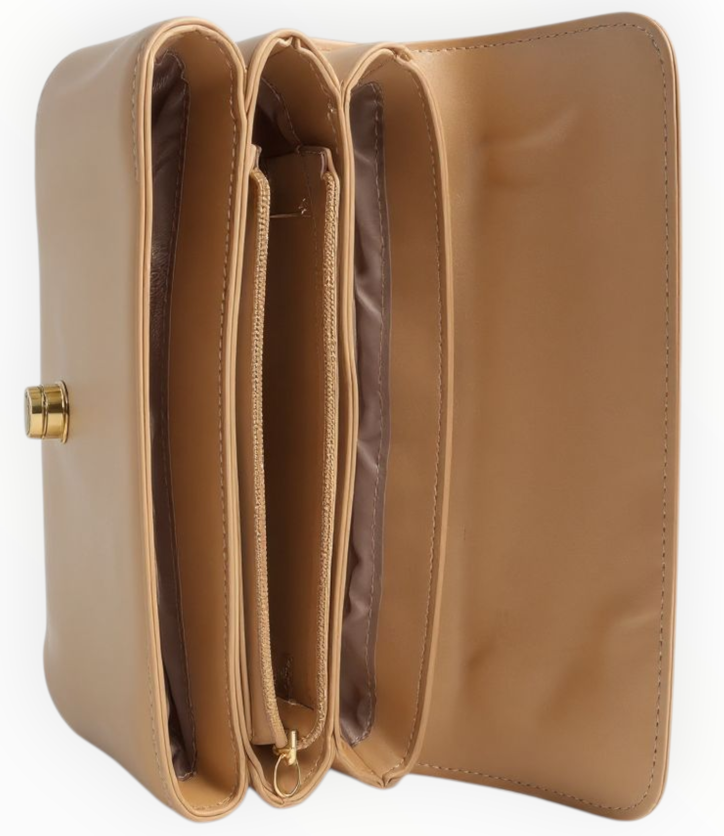 Bessie London Camel Two-Tone Ring Chain Flap Bag – Elegant Shoulder Style