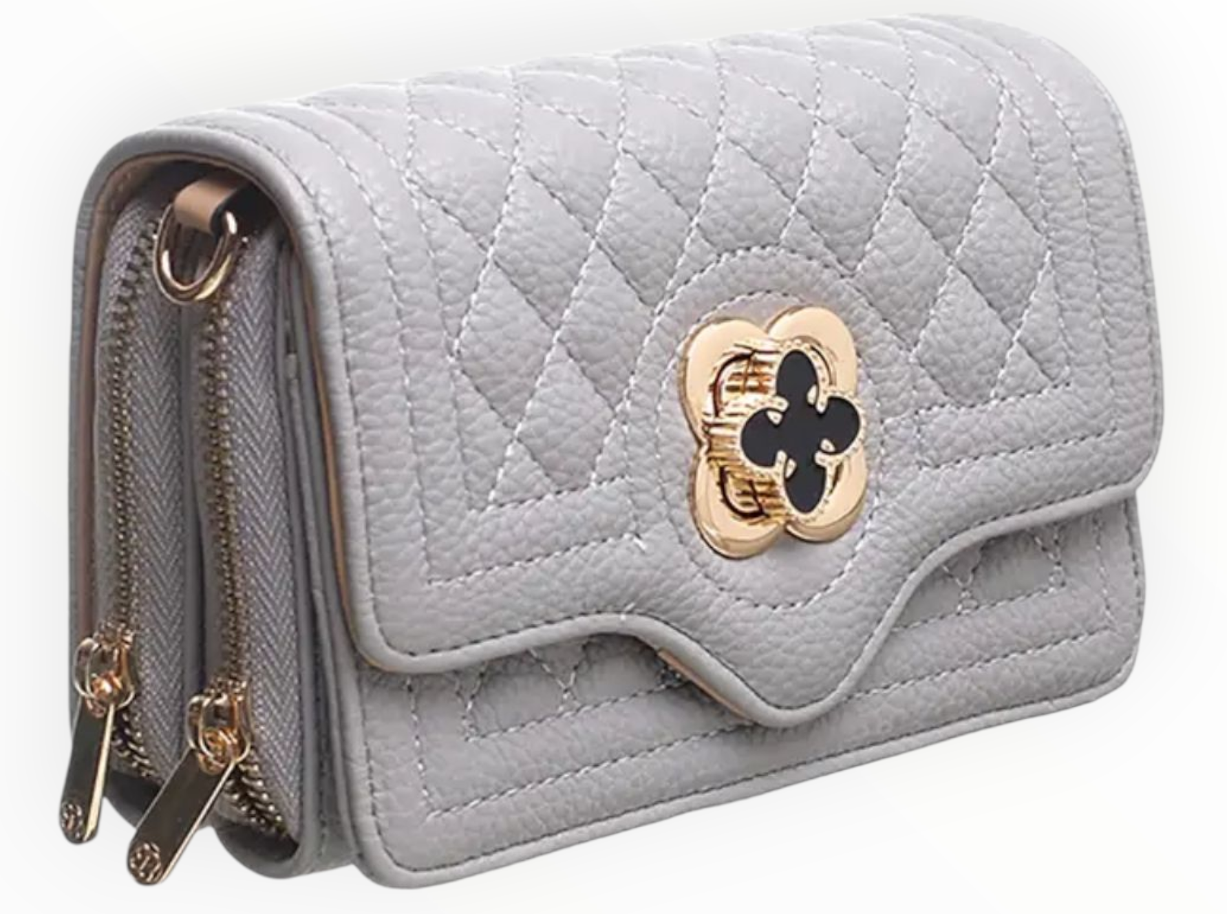 Bessie Quilted Flap Over Cross Body Bag – Grey