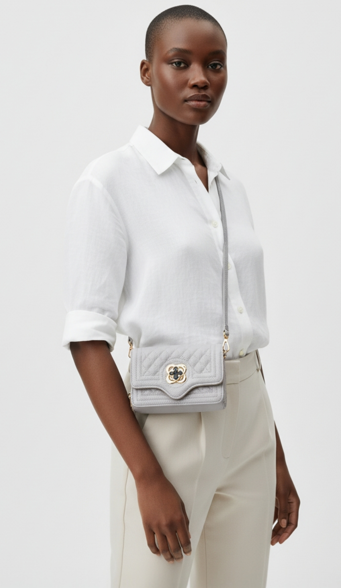 Bessie Quilted Flap Over Cross Body Bag – Grey