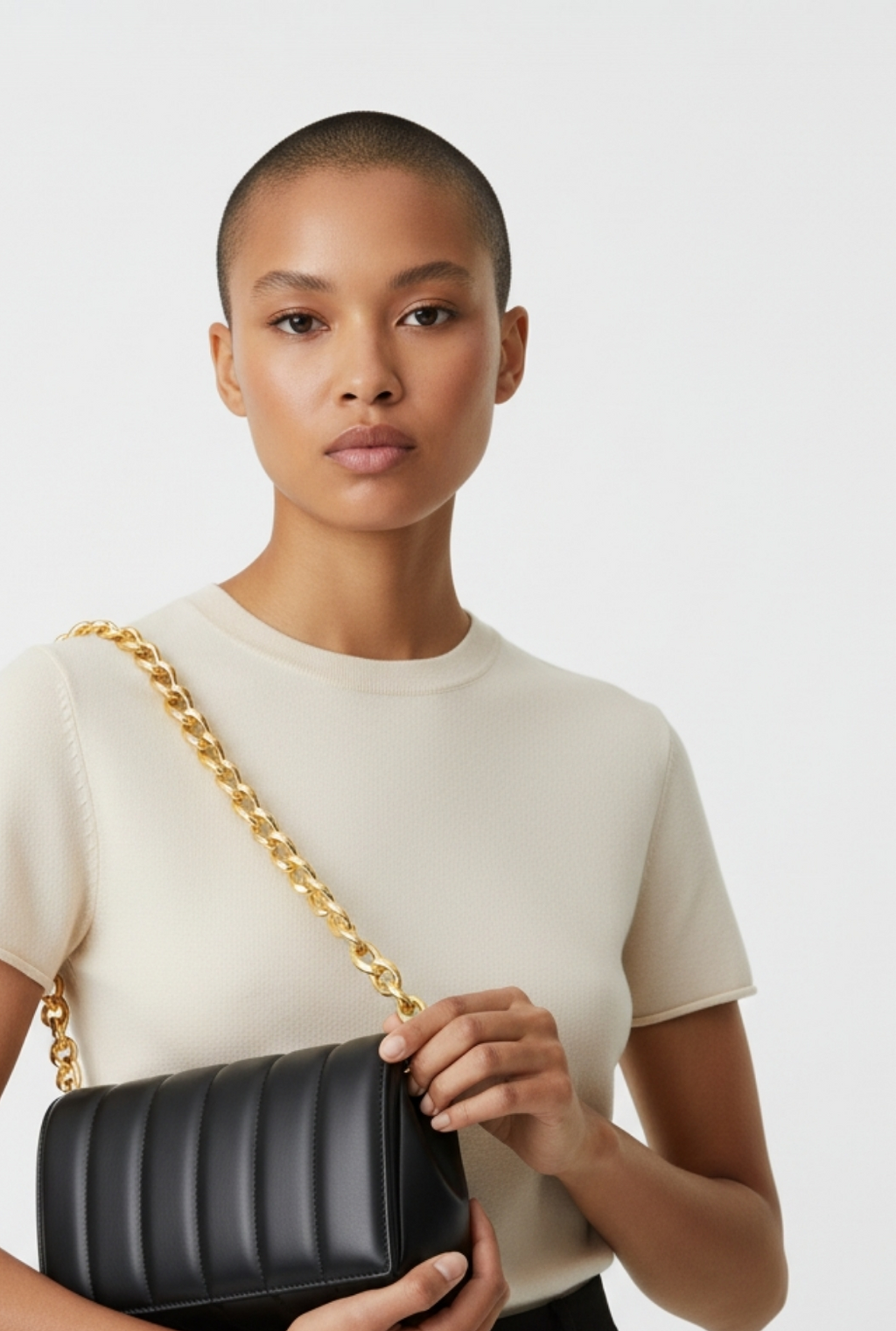 Black Quilted Gold Chain Shoulder & Crossbody Bag