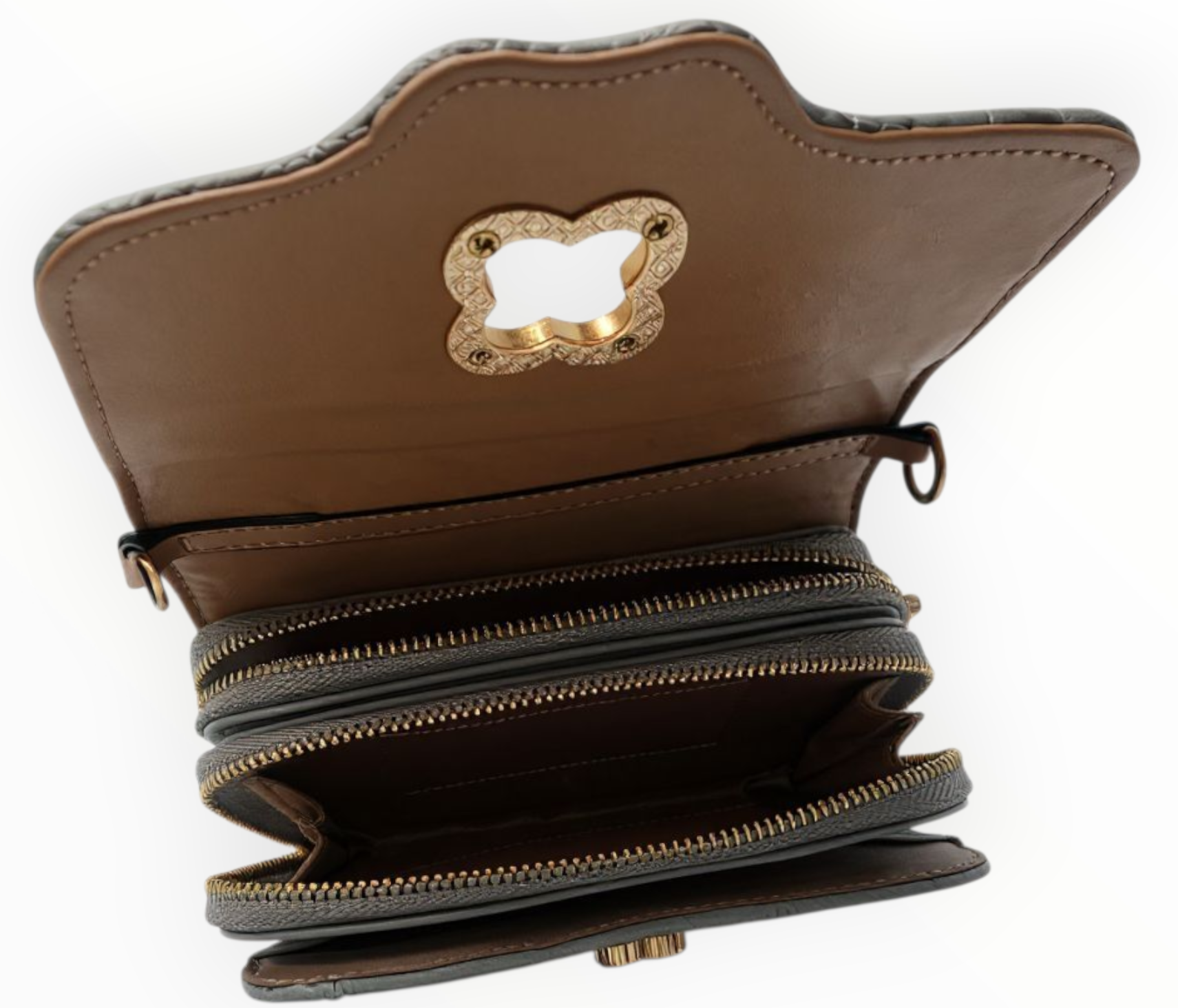 Bessie Quilted Flap Over Cross Body Bag – Grey