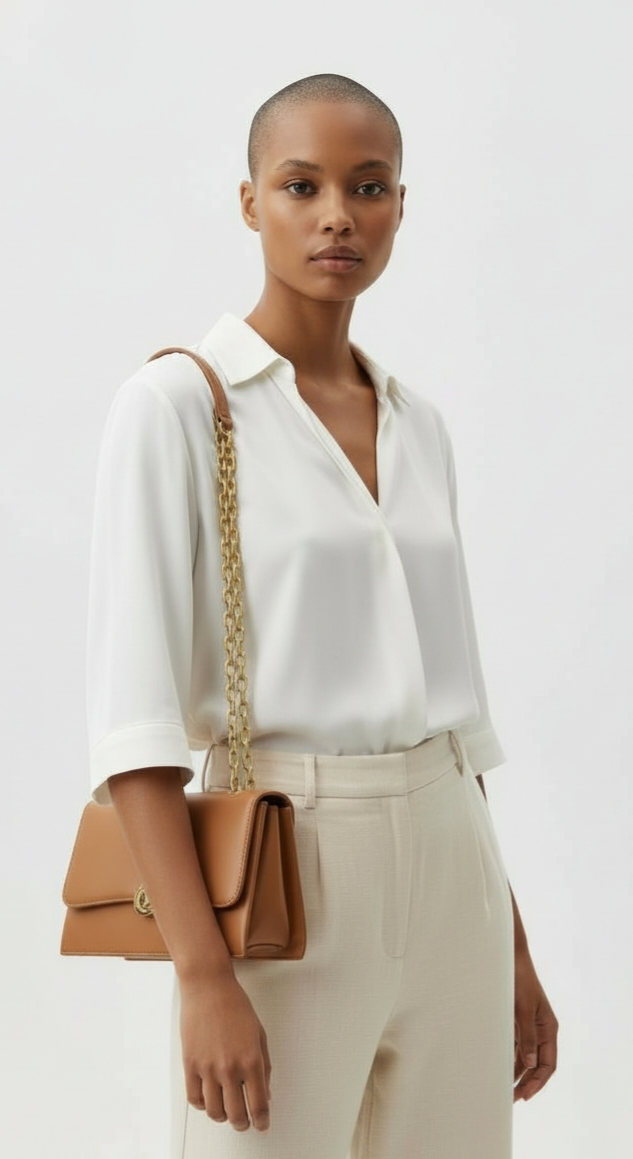 Bessie London Camel Two-Tone Ring Chain Flap Bag – Elegant Shoulder Style