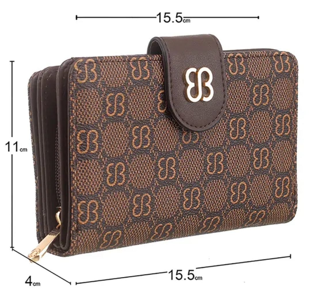 Bessie Mono Print Lady Purse – Coffee