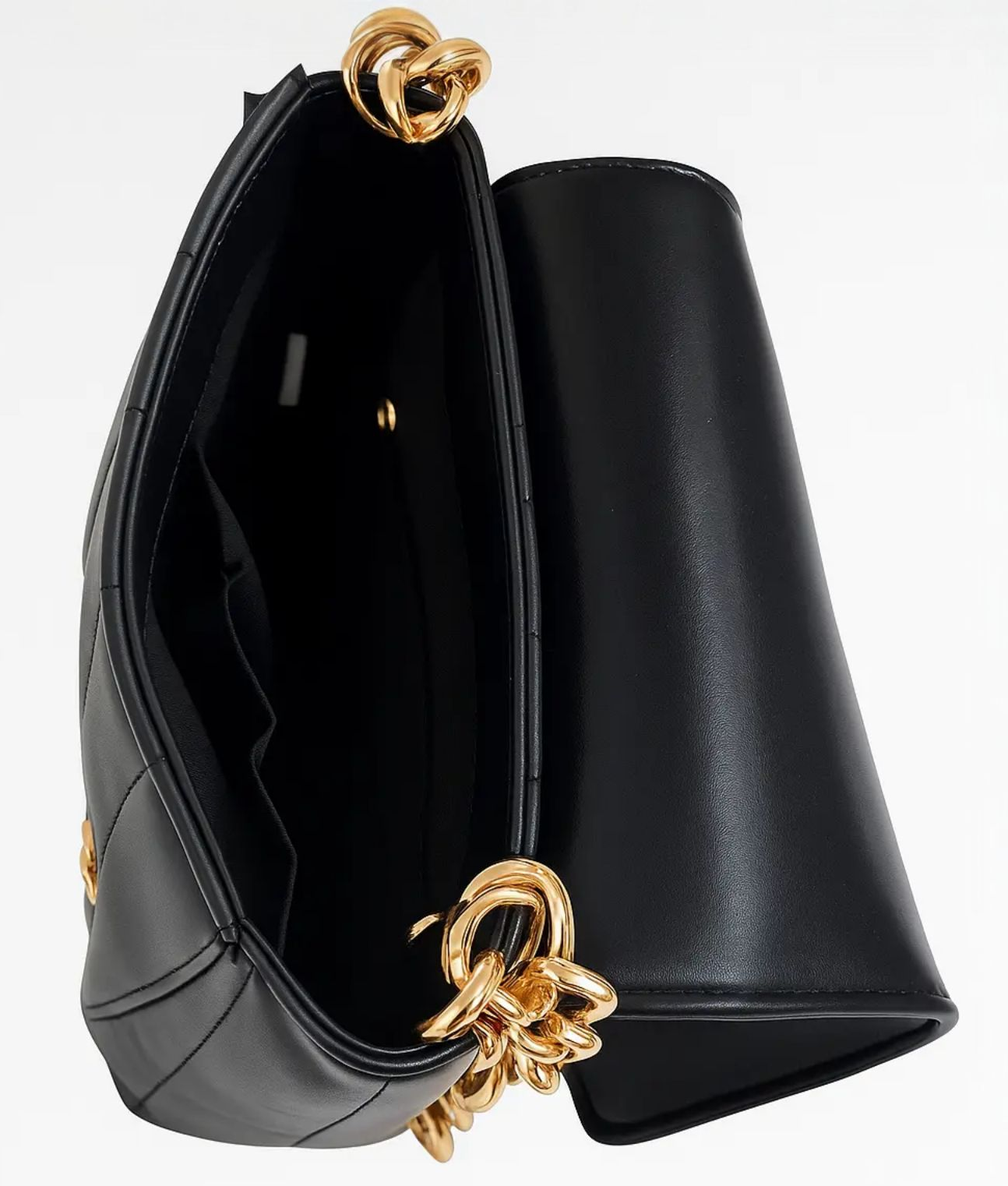 Black Quilted Gold Chain Shoulder & Crossbody Bag